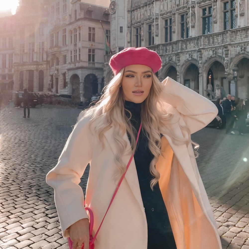 Hot pink beret